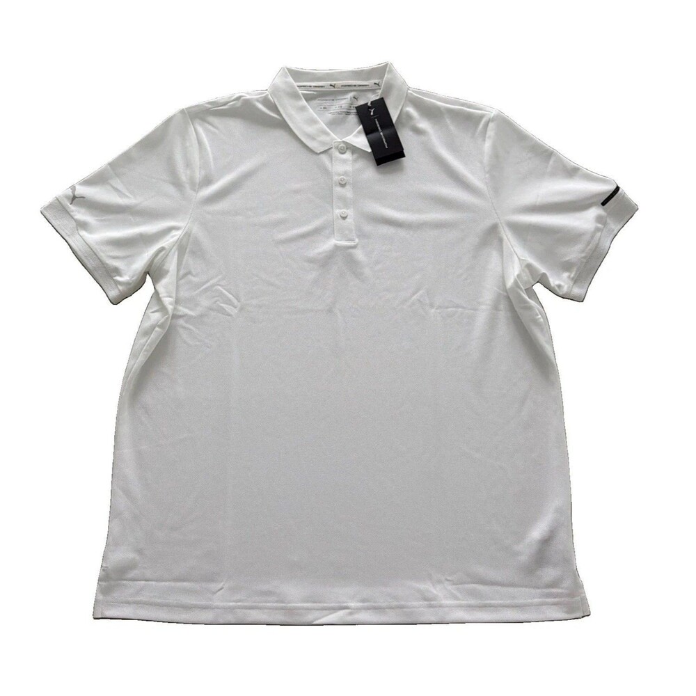 NWT Puma Porsche Design Men's White Short Sleeve Polo Shirt Size XL 631737